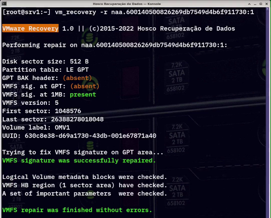 Software VMware Recovery, desenvolvido pela Hosco